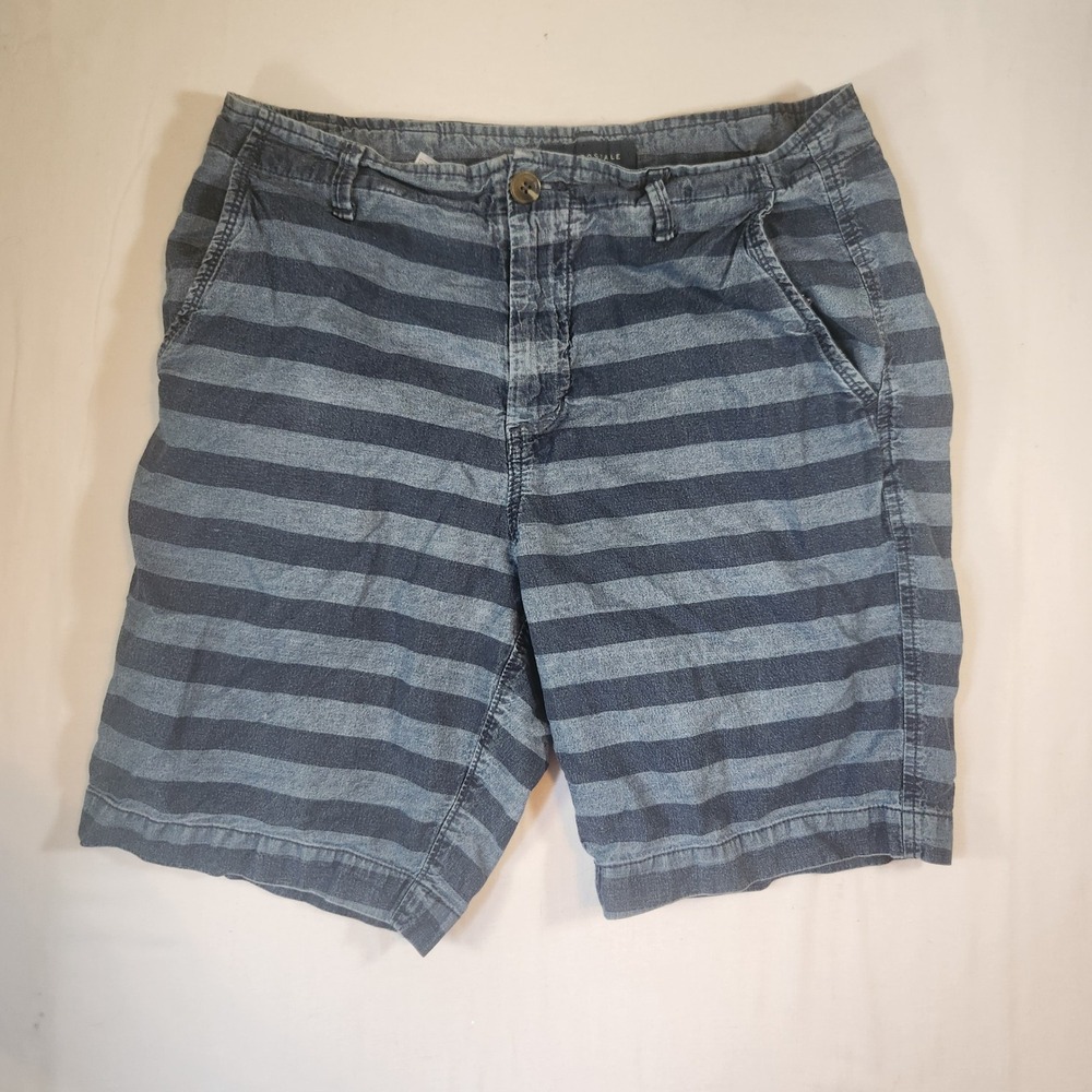 Aeropostale Mens Striped Chino Shorts Blue Navy Cotton Size 32 Casual Summer